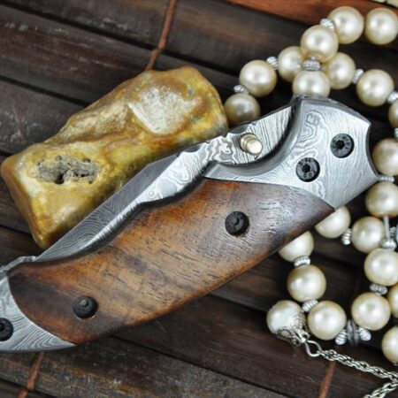 Handmade Damascus Folding Knife – MW